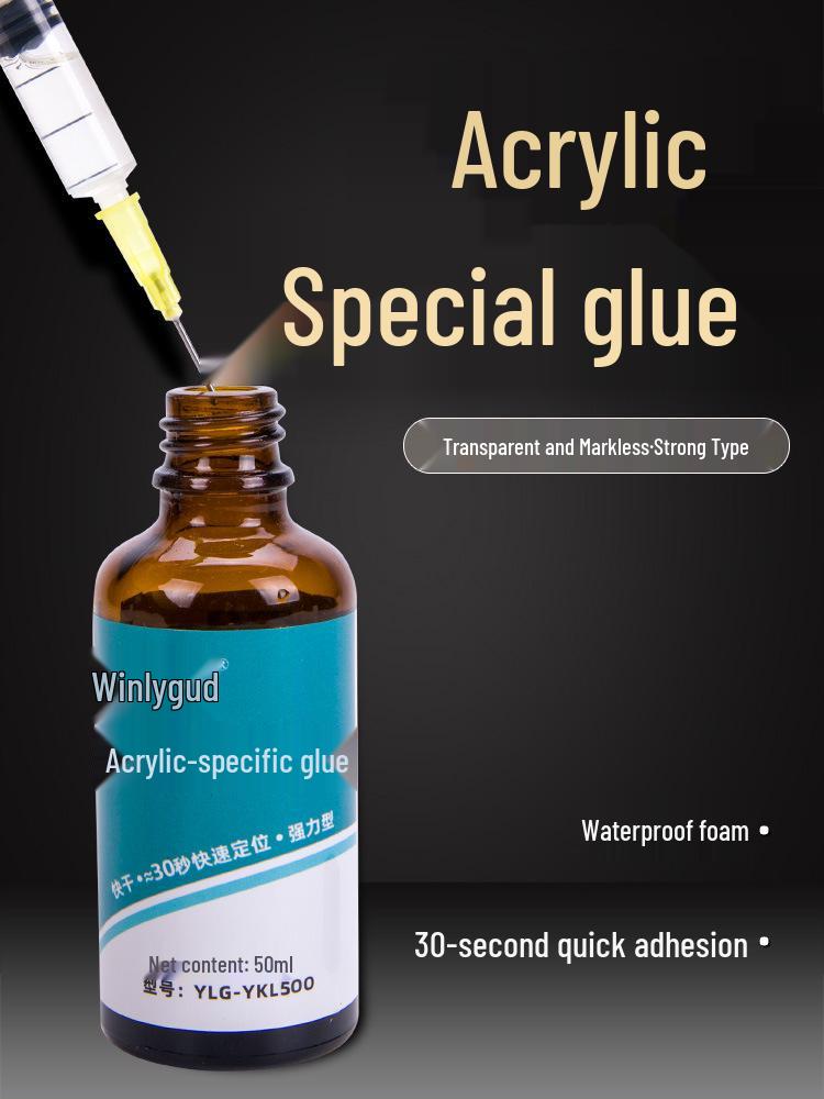 Transparent No-Trace Acrylic Glue for Plexiglass and Fish Tank Bonding - Waterproof Adhesive