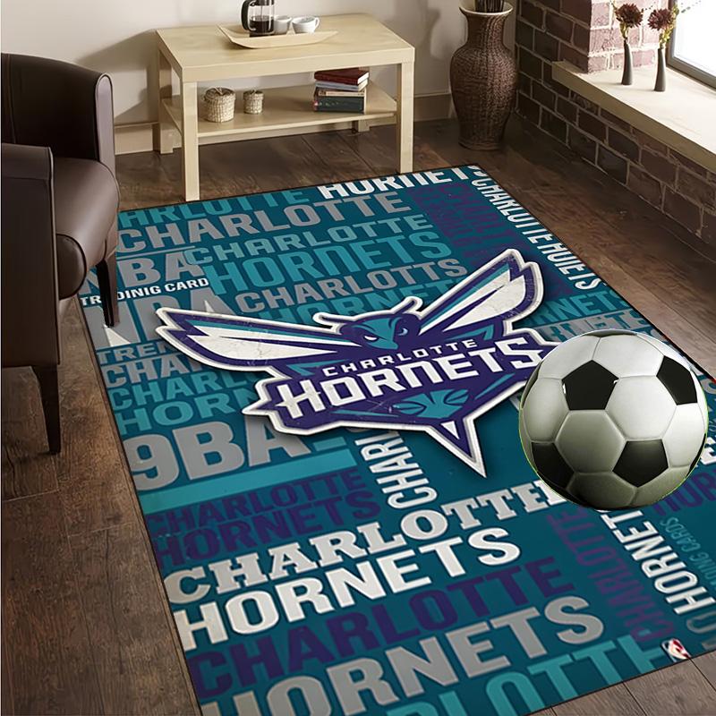 Charlotte-Hornets Logo Rug Office Carpet Non-Slip Mat, Chair Rug Floor Covering for Gaming, Bedroom, Living Room , Home Decor Christmas Gift