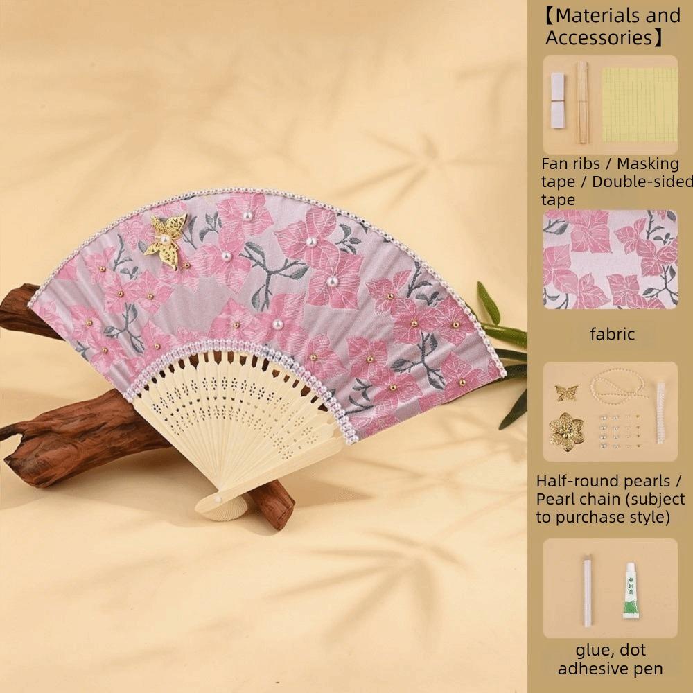 Butterfly Floral Print Hand Fan Portable Chinese Style Fan Elegant Handmade Fan Art Craft Project