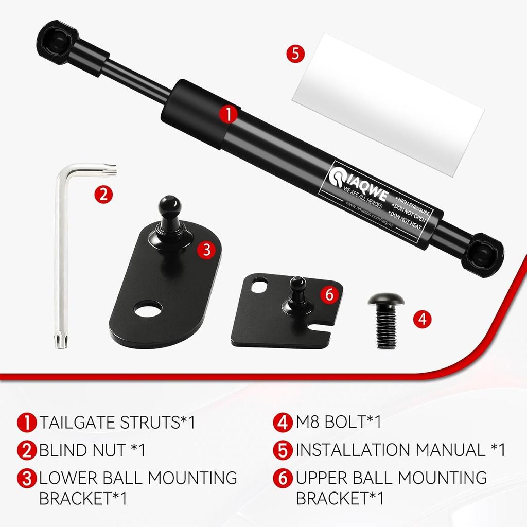 43205 Truck Tailgate Assist Shock Strut Fit For 2017-2024 Ford F-250 / F-350 / F-450 Super Duty, Truck Tail Gate Lift Assist Accessories Black