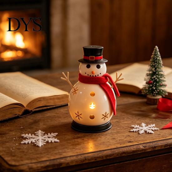 Indoor Party Atmosphere Decor Christmas Snowman Candle Holder, Iron Tealight Stand for Tabletop Decor, Unique Holiday Gift Family Festive Centerpiece