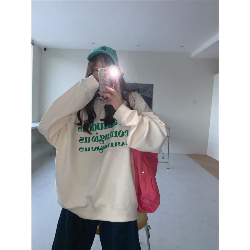 

Женская флисовая свободная повседневная толстовка осень-зима куртка винтажная круглая горловина длинный рукав базовая рубашка топ 2XL абрикосовый