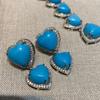 Necklace Bohemian Zircon Blue Turquoise Love Stud Earrings Necklace Women With Skirt Set
