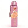 1PC Delicate Pink Ballerina Dancer Print 750ml Color Plastic Sports Water Bottle Leakproof Flip Straw Lid Suitable for Sports Office Home Use