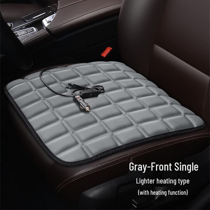 Plaid Heated Car Seat Cushion for All Seasons - Single Seat Interior Accessory.