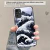 Abstrakte Moderne Wellen Für Redmi Note 14 Pro+ 13 Pro 8 9 9S 12S 10 Pro 11 12 13C 14C A3 12 13 K60 Ultra Schwarze Glas Handyhülle