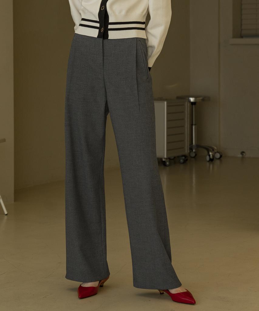 Siyajyu Sipt7022 One Tuck Side Banding Slacks_Charcoal