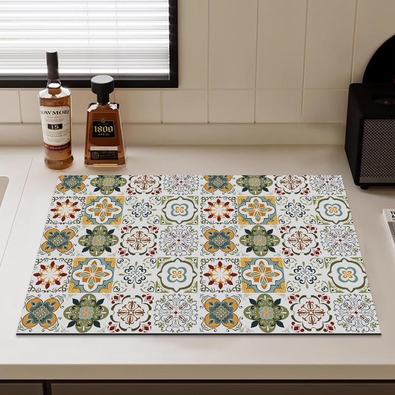 Super Absorbent Drain Pad Rubber Dish Drying Pad Countertop  Protector Kitchen Mat Non-slip Drainer Mats Decoration Accessories