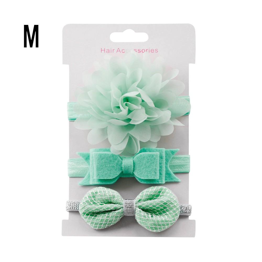 3Pcs Kids Elastic Floral Headband Hair Girls Baby Bowknot Hairband Set