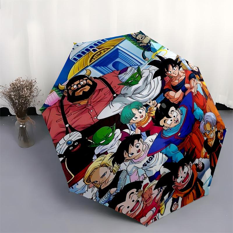 1pc Dragon Ball Z Characters Outdoor Umbrella - Piccolo, Goku, Vegeta - Automatic Opening/Closing - Portable 3-Fold Design - 8-Rib Iron Frame - Ideal