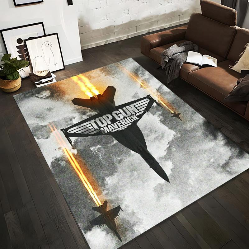 "Top Gun Maverick Fighter Jet Design Rug - Non-slip Rug Suitable for Living Room and Bedroom Sofas"
