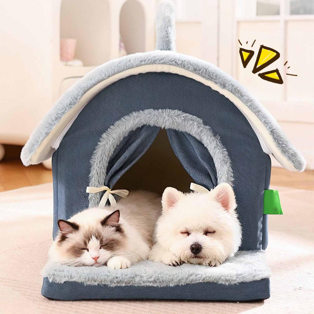 Thick Winter Dog Bed, Semi-Enclosed Villa Sleeping Pad for Cats & Dogs, Warm Comfortable Pet Bed for Home