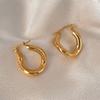EManco Fashion Stainless Steel Chunky Hoop Earrings for Women Gold Plated Thick Texture Geometric Circle Earring Vintage Jewelry