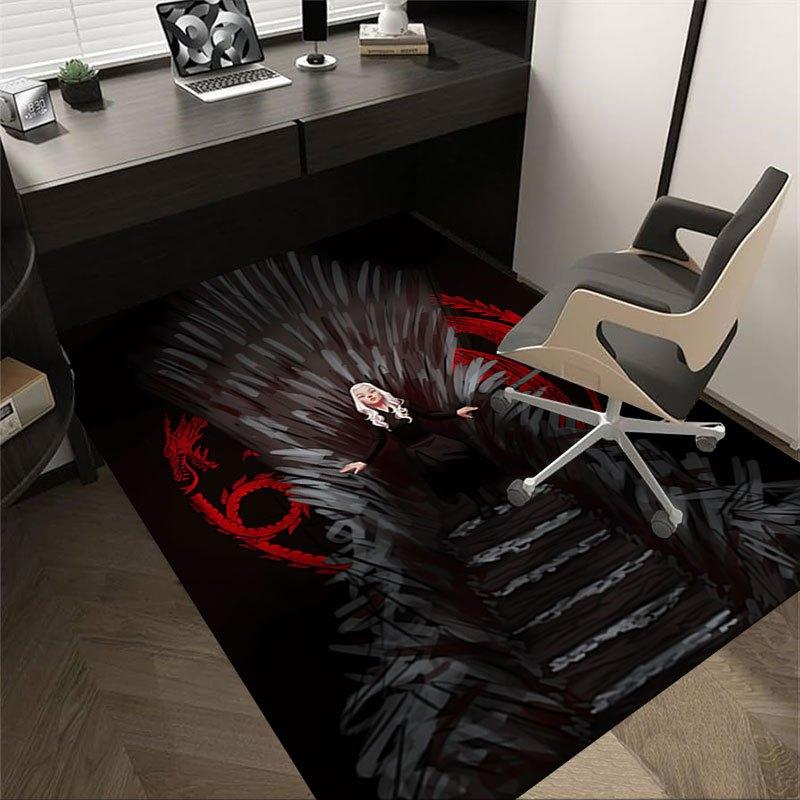 

1pc Fire and Blood Office Carpet Chair Mats, Home Decor Mat | Fantasy Theme Mat | Durable Mat, Dragon DecorB22 60cm by 90cm