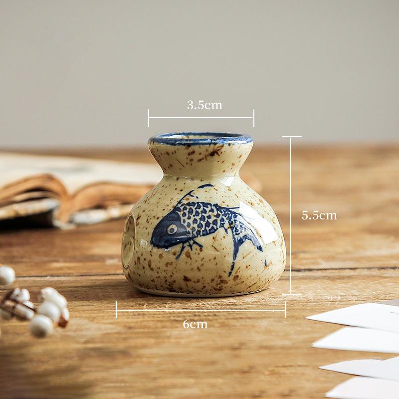 

Japanese Style Ceramic Toothpick Holder Mini Retro Cotton Swab Storage Jar Simple Decorative Small Vase Toothpick Dispenser Box