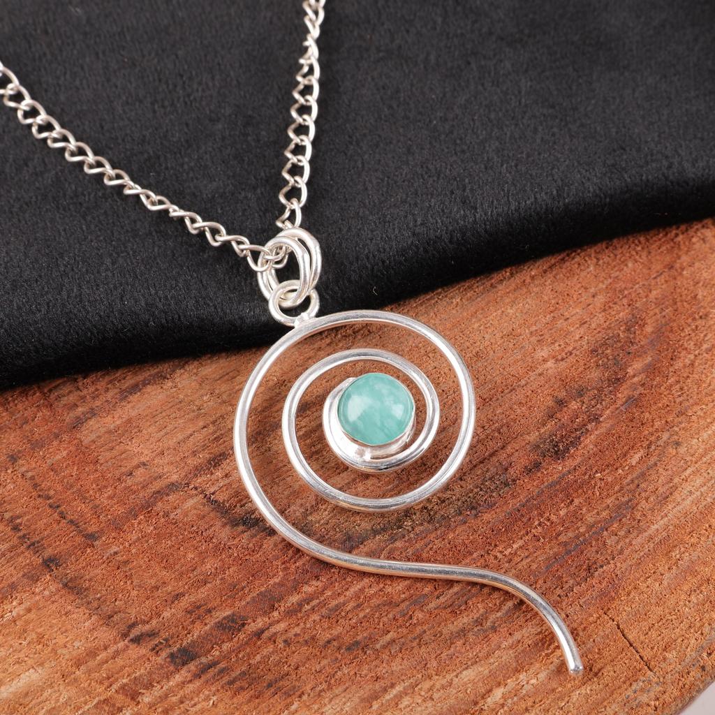 Amazonite Jewelry, 925 Solid Sterling Silver, Handmade Attractive Pendant, Boho Amazonite Gemstone Spiritual Pendant For Women
