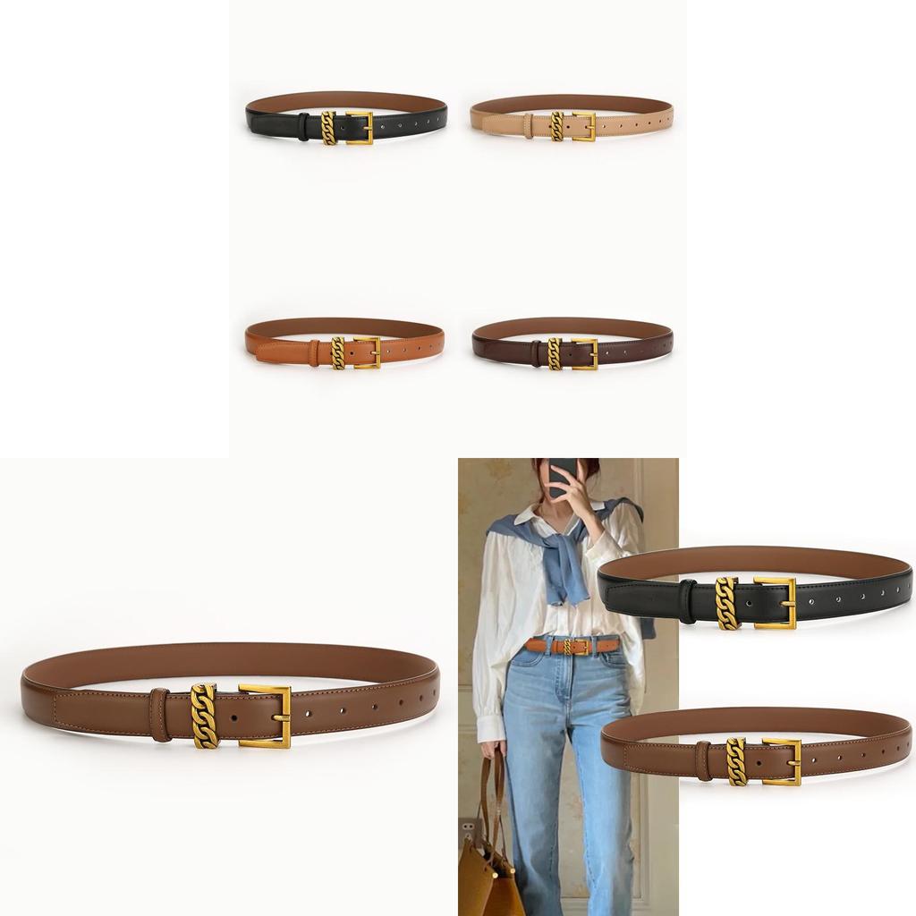 Leather Waist Belt For Women Retro Fashion Alloy Pin Closure Easy To Match Daily Wear