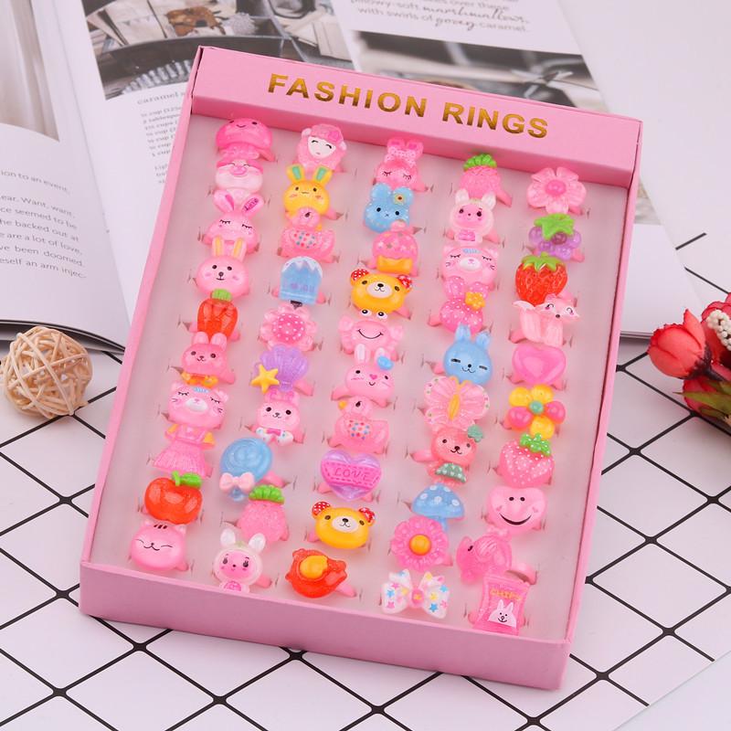 Kids' Faux Diamond Crystal Cartoon Gem Ring Set - Kindergarten Gift