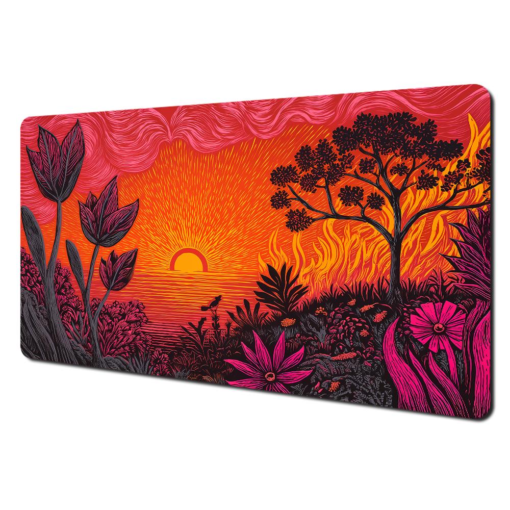 Magic Neon Forest Playmat Fantasy Glowing Tree Tcg Card Game Mat NonSlip Large Desk Mouse Pad