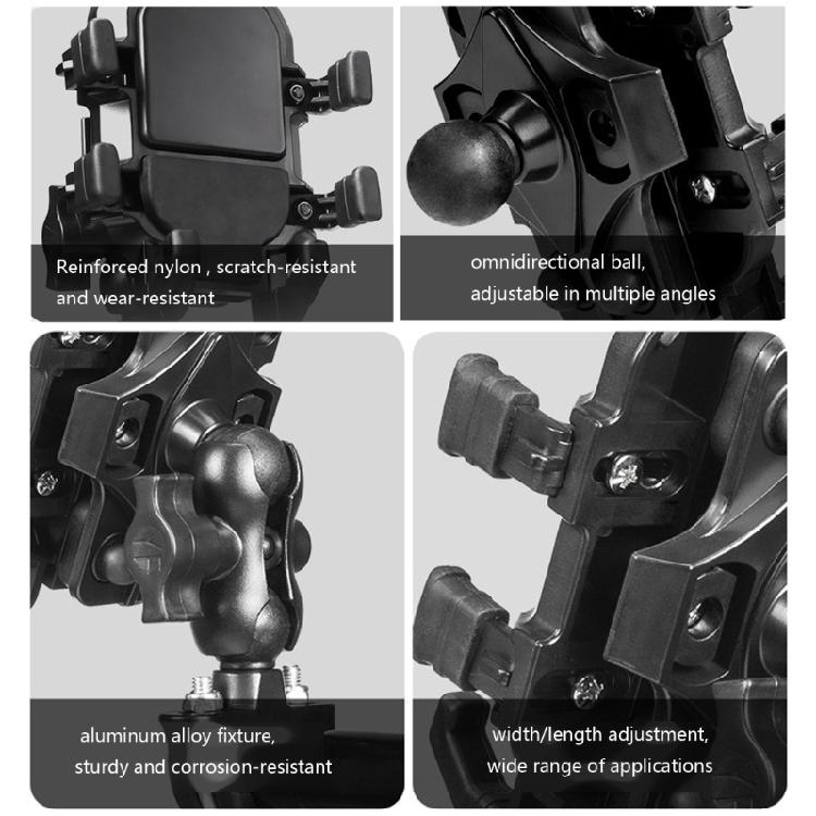 Motorcycle Phone Holder Vibration Damping System Universal Smartphone Clamp Quick Adjust Mount Shockproof For Bike