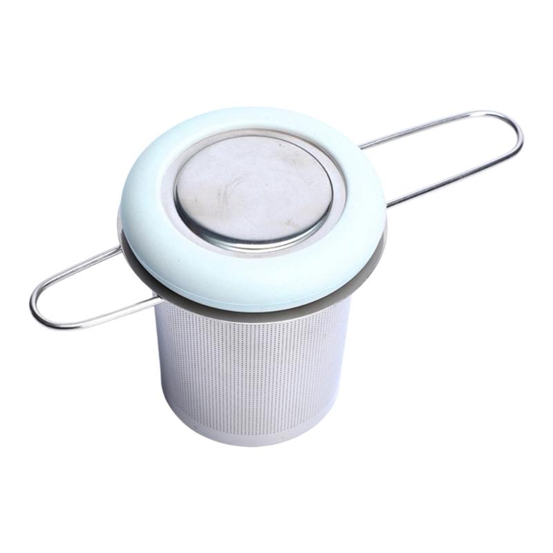 Heat Resistant Teas Strainer with Folding Handle 304 Stainless Steel And Silicone Materials Brewing Basket with Lid