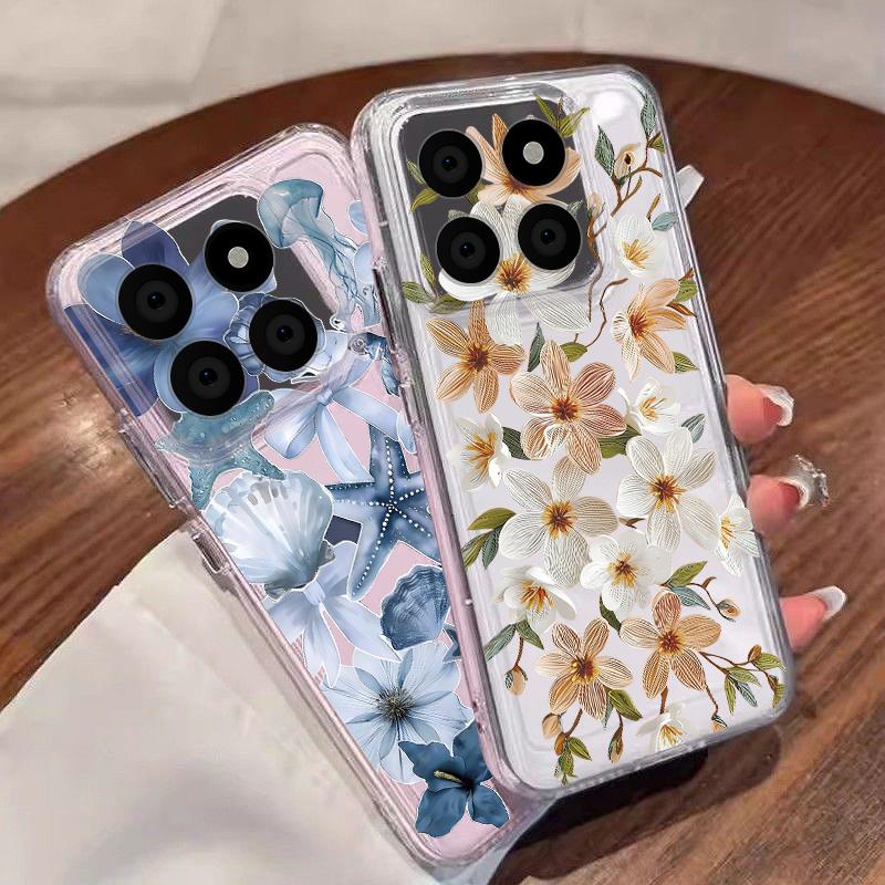 Vintage Floral Pattern Case For Xiaomi Redmi Note 15 Pro 4G Funda Redmi Note 14 13 Pro 5G Clear TPU Silicone Soft Cover