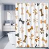 1Pc Modern Simple Cartoon Bone And Paw Print Shower Curtain Polyester Fabric, Machine Washable, Suitable For Bathroom Decoration