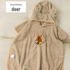 Cartoon Hooded Coral Fleece Bath Towel Cape for Children and Newborns