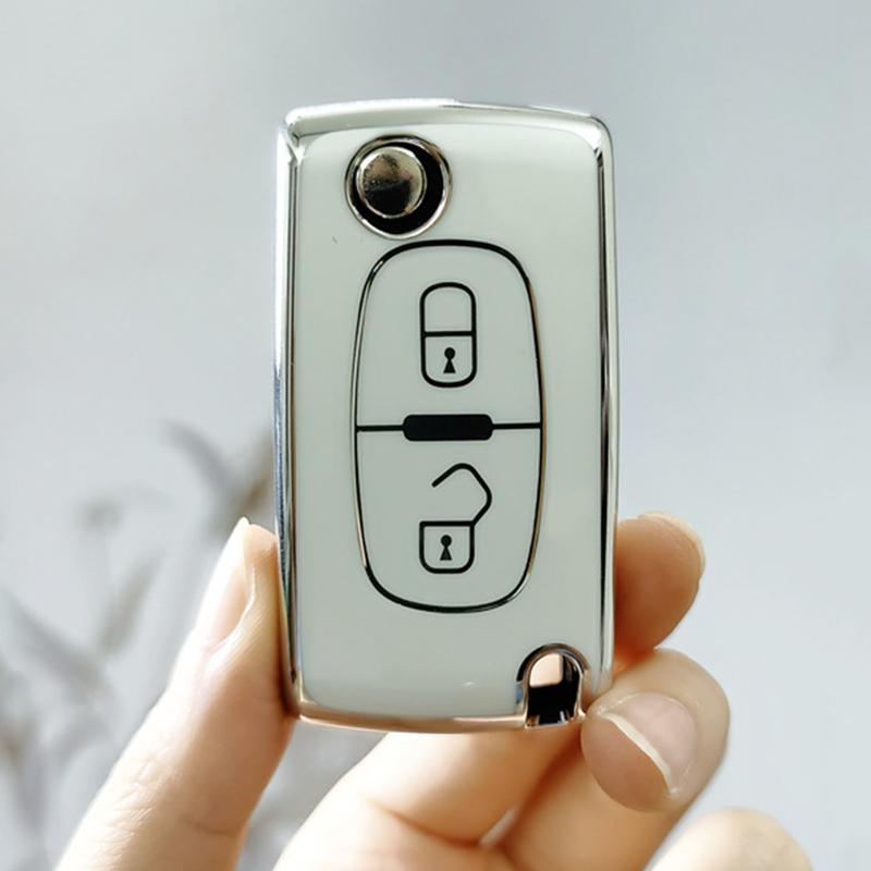 TPU Auto Schlüssel Fernbedienung 2 3 Tasten Klappschlüssel Schale Hülle Für Peugeot 308 207 307 3008 5008 807 Für Citroen C2 C3 C4 C5 C6 C8 Schlüsselanhänger