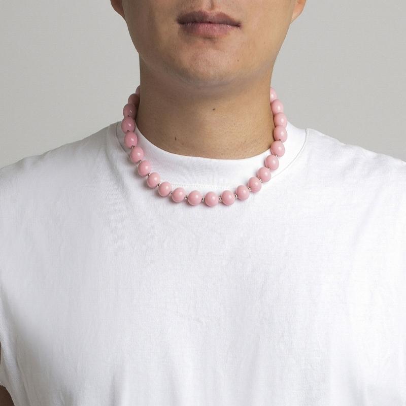 Handmade Pink Acrylic Beaded Necklace Fashion Choker Necklace Neck Chain Simple Clavicle Chain Statement Jewelry