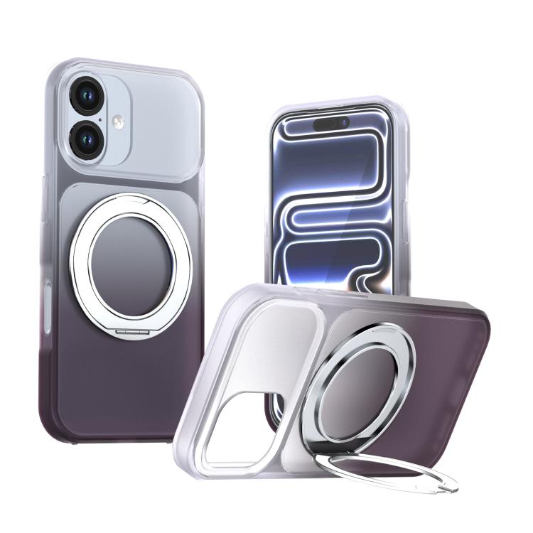 Phantom Skin Feel Gradient PC+TPU Phone Case With 360° Rotating Metal Holder, Magnetic Wireless Charging Shockproof Protective Cover