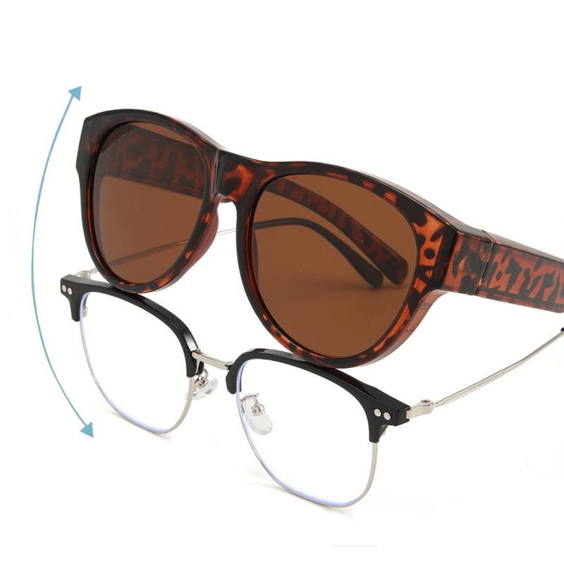 New Leopard Sunglasses Fit Over Prescription Glasses Unisex Anti UV Sunwear Covers Myopia Eyewear Fashion