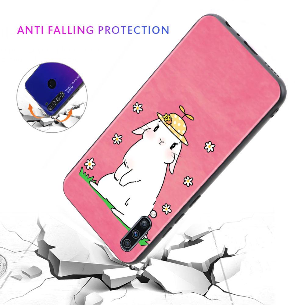 Pouzdro Flower Love Pink roztomilý králík pro Samsung Galaxy A70 A70s A50 A30s A04s A20s A20e A02 A02s A03 A04 A03s M52 A42 M31 kryt