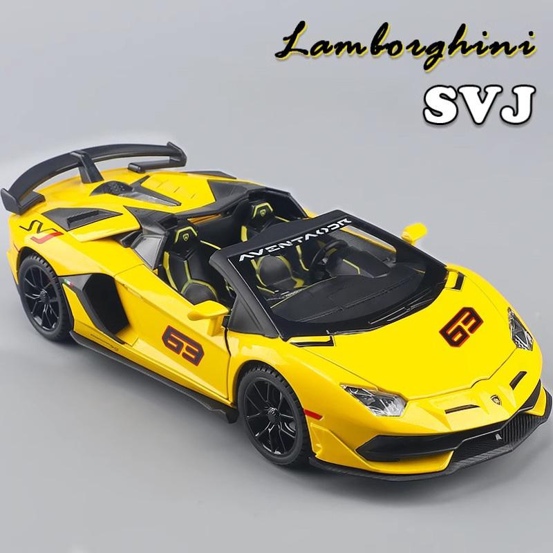 1/24 Scale Lamborghini Aventador SVJ63 Alloy Sports Car Diecast Metal Model Sound & Light Pull Back Childrens Toy Exquisite Decoration