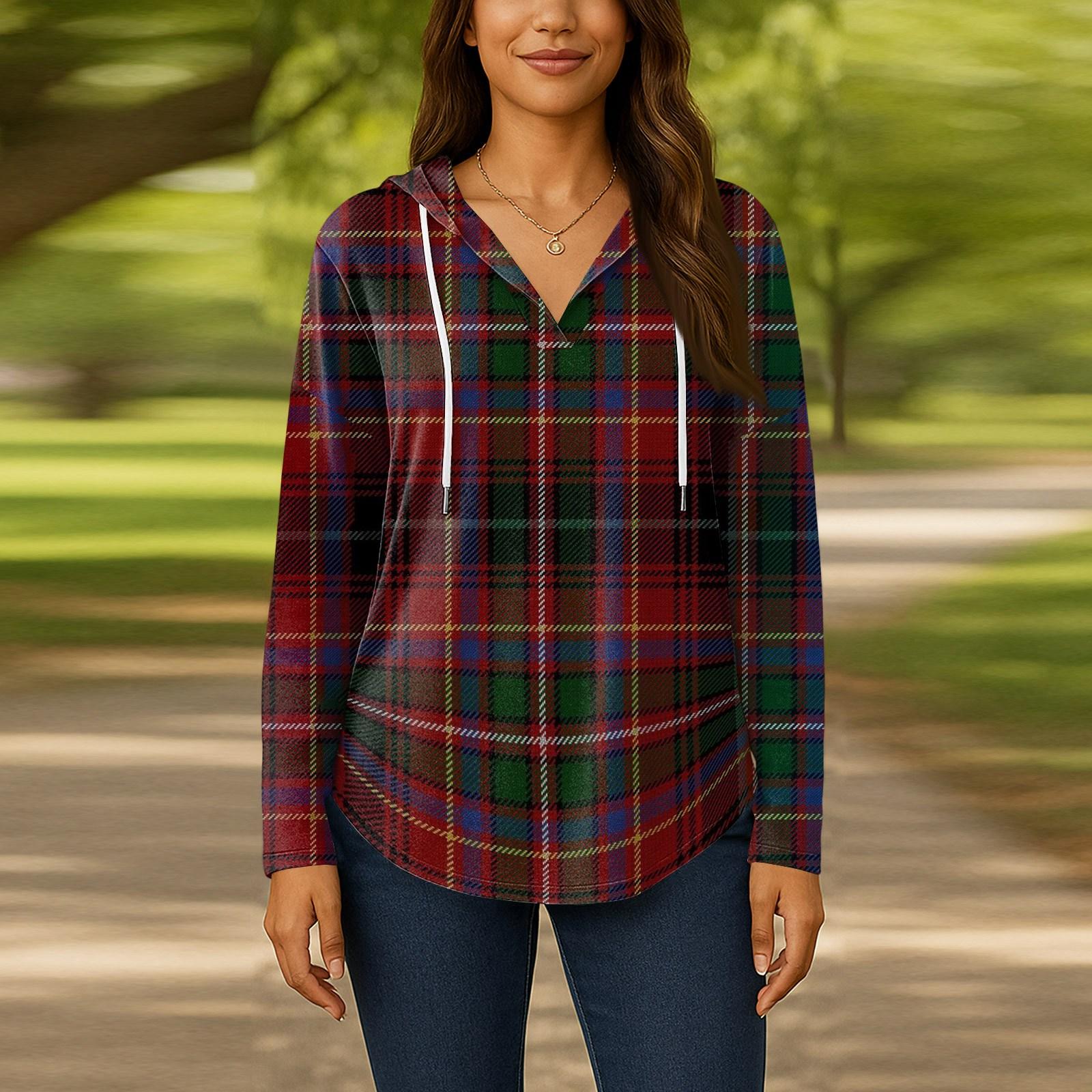 

Женские модные толстовки с капюшоном V-образным вырезом с длинным рукавом и цветочным принтом на шнурке, повседневные свободные пуловеры XL