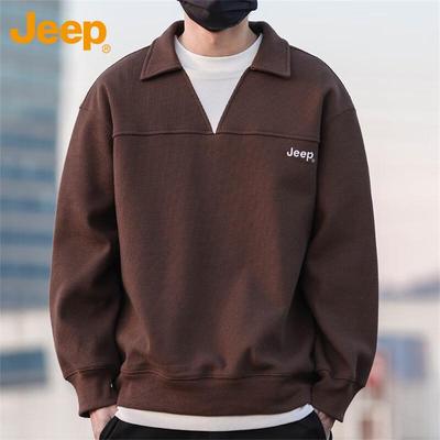 Men's American Retro Waffle Knit Polo Sweatshirt