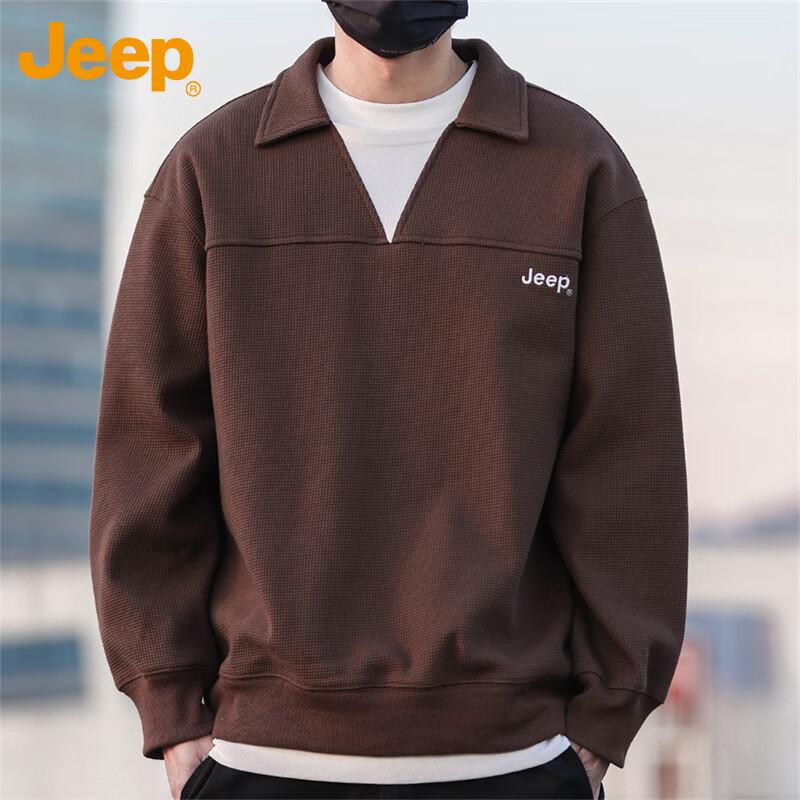 

JEEP Men s American Retro Waffle Knit Polo Sweatshirt 4XL
