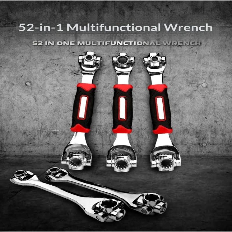 52/48 in 1 Hand-Spline-Schrauben-Steckschlüssel-Set Mehrzweckwerkzeug Universal-Ratschensteckschlüssel Multifunktionsschlüssel mit 360-Grad-Drehung