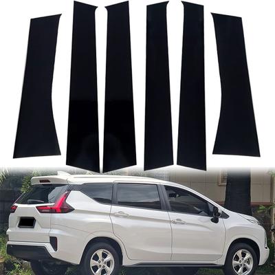 6pcs Glossy Black Car Window Center Column B C Pillar Post Trim Fit For Mitsubishi Xpander 2017-2025 Decorative Stickers