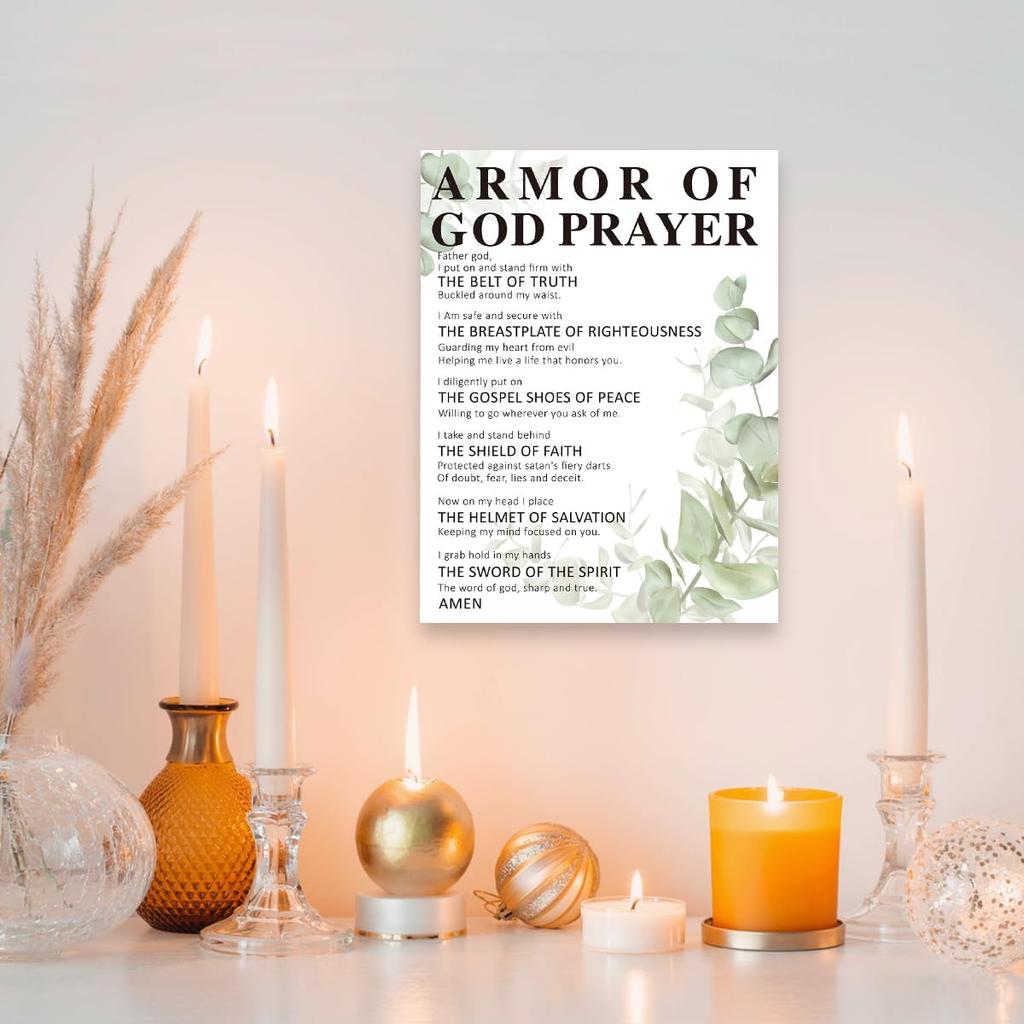 Armor of God Wall Art,Armor of God Prayer Wall Decor Canvas Print Painting Artwork for Christian Home Office Wall Decor