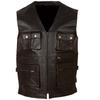 Men's Real Leather Travel Outdoor Waistcoat (TJUP) - Black
