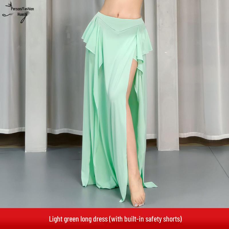New Style Belly Dance Practice Skirt - Beginner Slimming Slit Long Skirt for Women