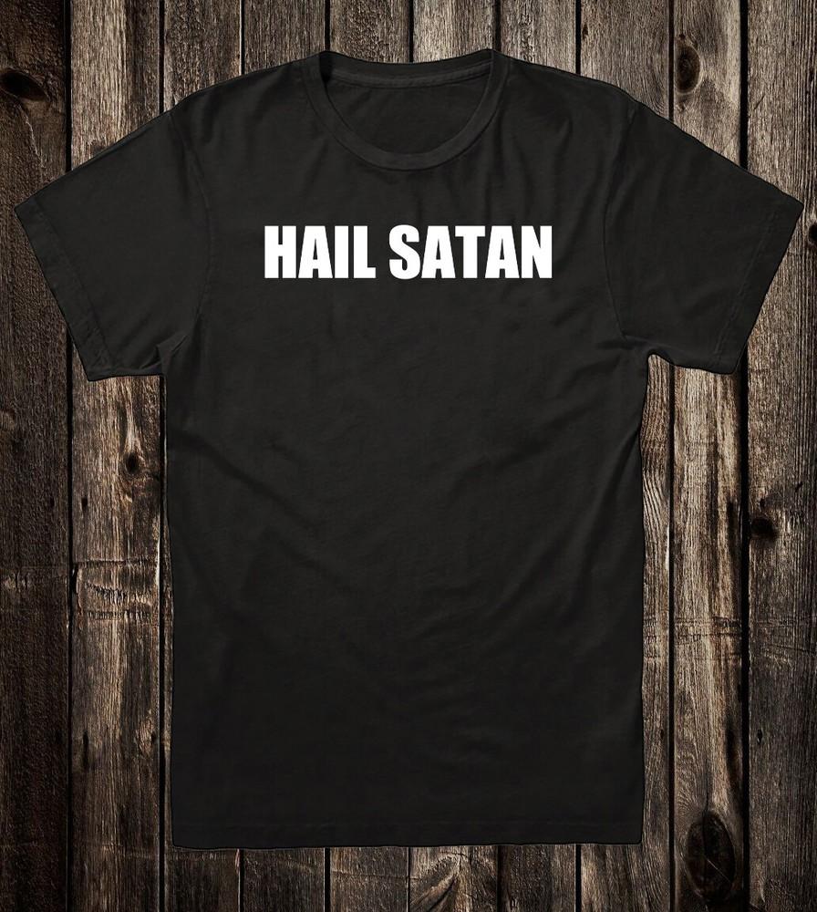 Goth T Shirt 100% Cotton HAIL SATAN Satanic Devil Occult Gothic