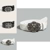Trendy Punk Cross Flower Pu Leather Belt With Snap Button Closure For Teen Style