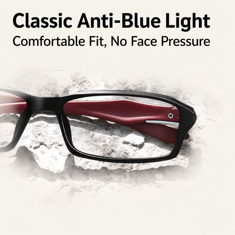 Square Shape Sport Glasses Anti-Blue Light Plain Glasses Stylish Full Frame Glasses Computer Work