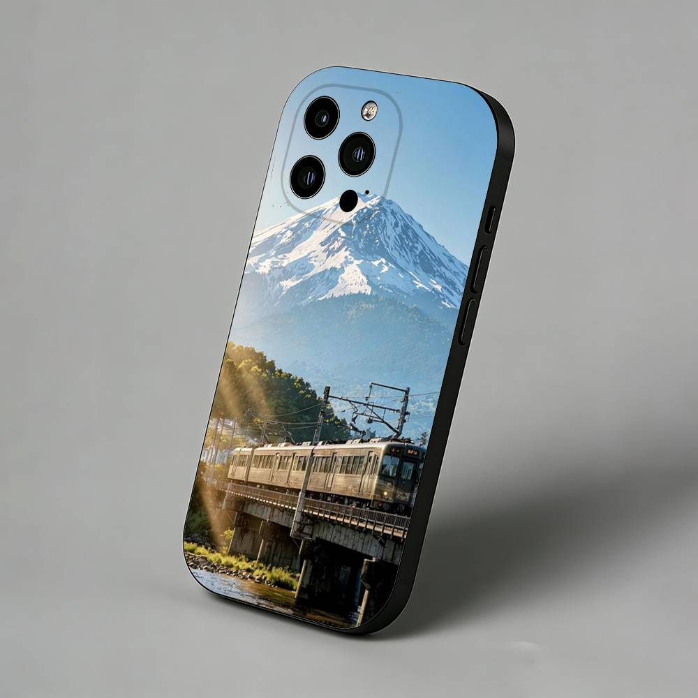 Retro Japanese Vintage Train Slim Back Phone Case for iPhone 17 Air 16 Pro Max 16e 15 Plus 14 13 Mini 12 11 Protective Cover