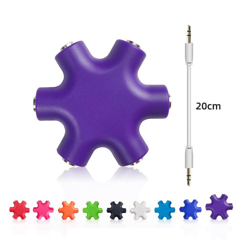 6 Ports Headphones Aux Splitter 6 In 1 Smart Accessories Audio Aux Cable Splitter 3.5mm 1 Male To 5 Female Jack Share Adapter