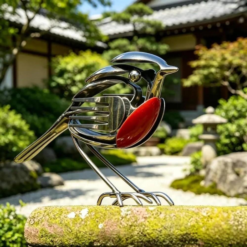Handmade Scrap Metal Bird Statue Eco-friendly Recycled Bird Ornament Bird Art Figurine  Home Decor