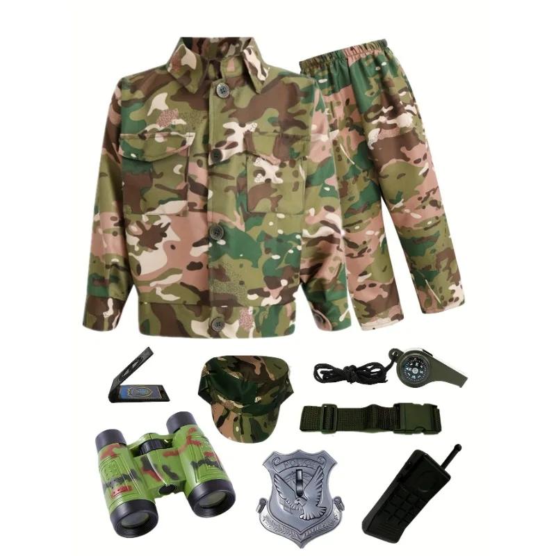 Disfraz de Camuflaje para Niños Traje de Soldado del Ejército para Fiesta Escuela Gimnasia Incluye Juguetes Regalos