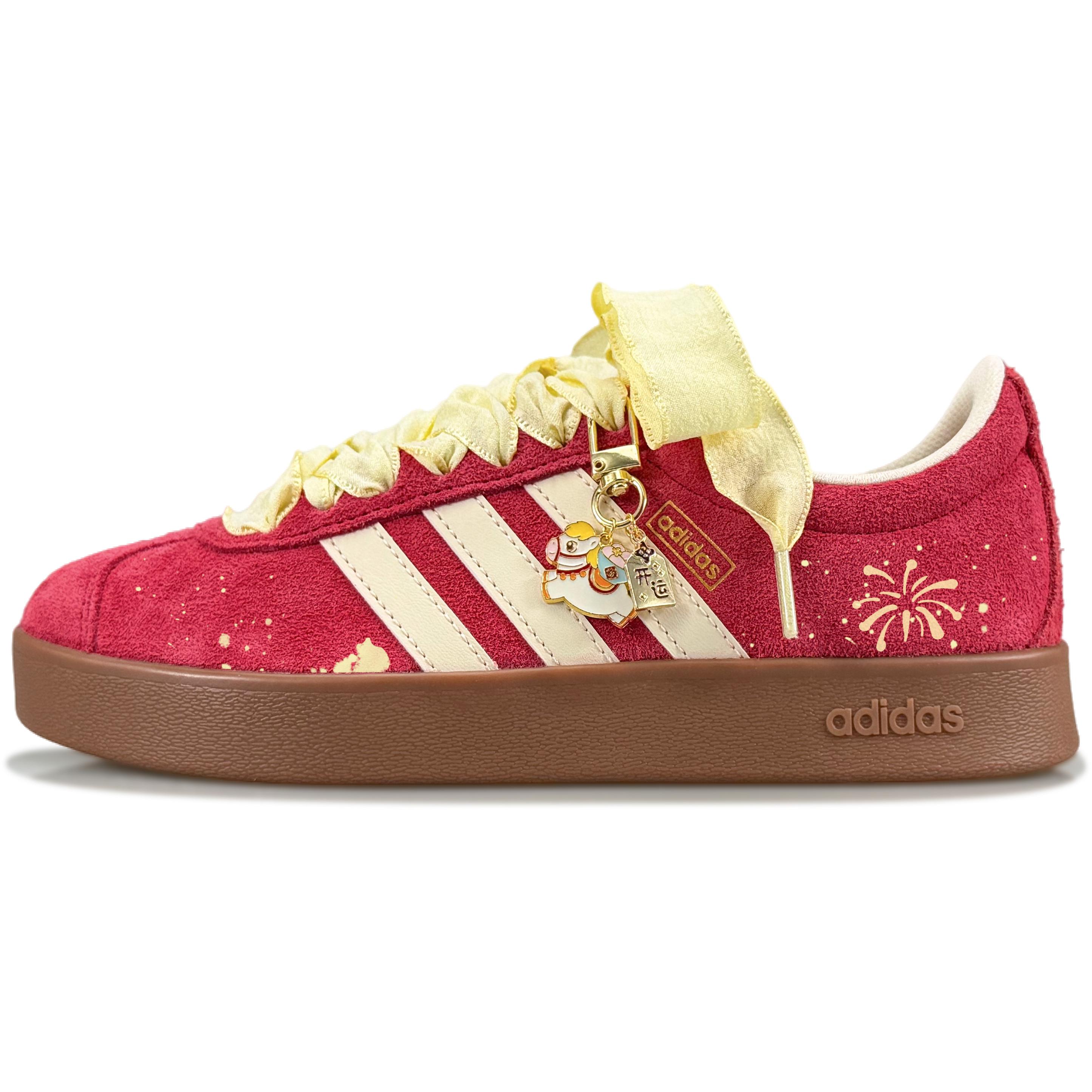 

Adidas Vl Court Classic Galloping Iridescent Abrasion Resistant Low top Skateboard Shoes Unisex Red KK3774(Team1283-) 36